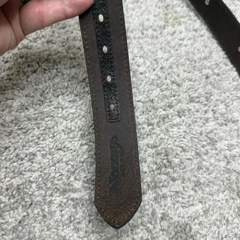 Nacona leather belt‎ w/ cross buckle  men's size 38 western cowboy